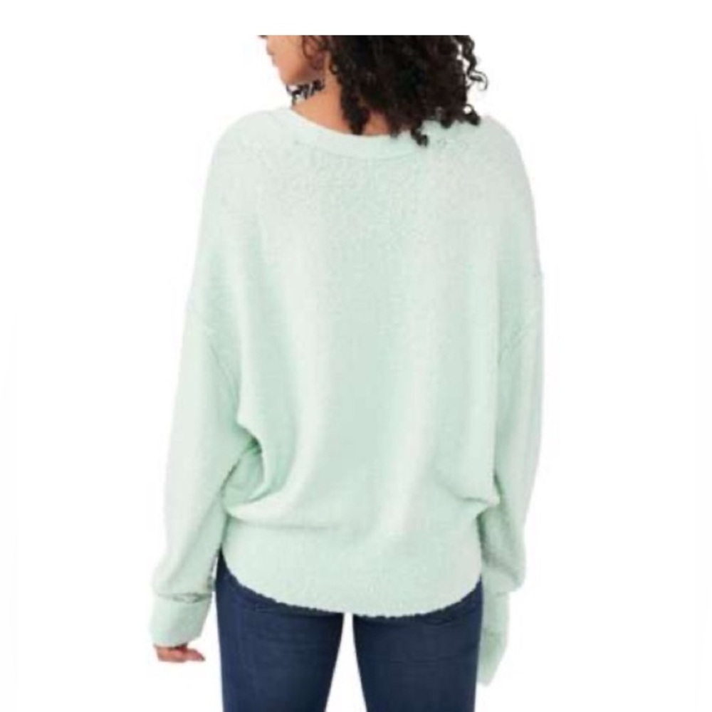Free People Womens Size Sm Button Front Oversized V Neck Cardigan Green Sweater - Picture 3 of 10